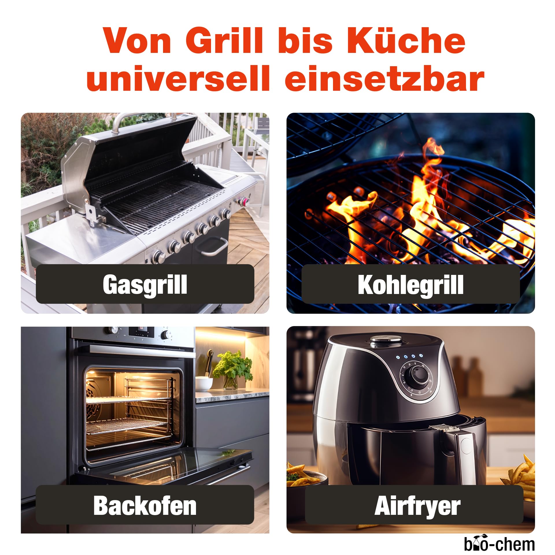 bio-chem BBQ-Cleaner ?rodek do czyszczenia grilla 750 ml + ?ciereczka z mikrofibry efektywne czyszczenie w profesjonalnej jako?ci spray piel?gnacyjny do rusztu do grilla, bezzapachowy i przyjazny