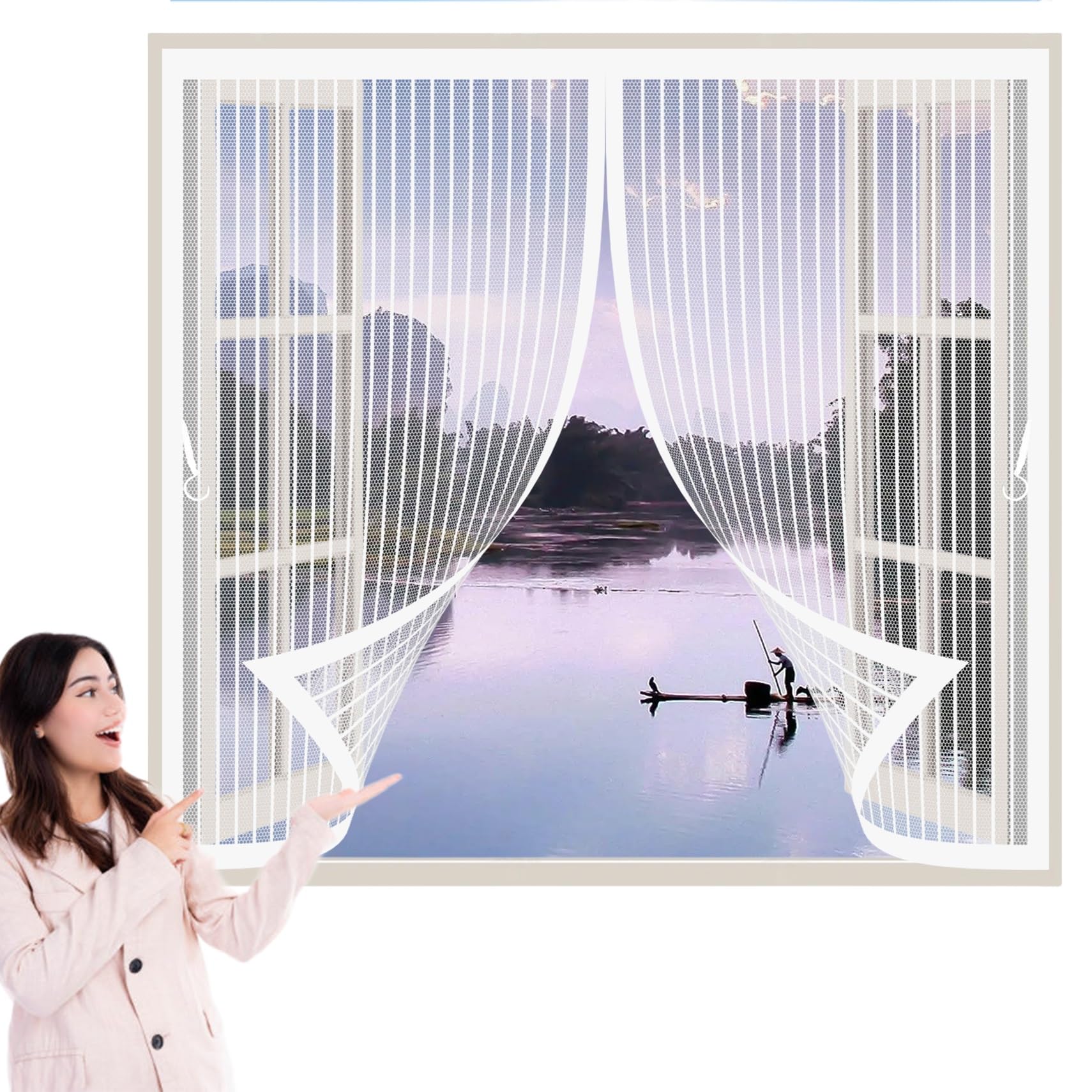 Moustiquaire fenêtre magnétique 265x180 cm blanche pour grandes baies