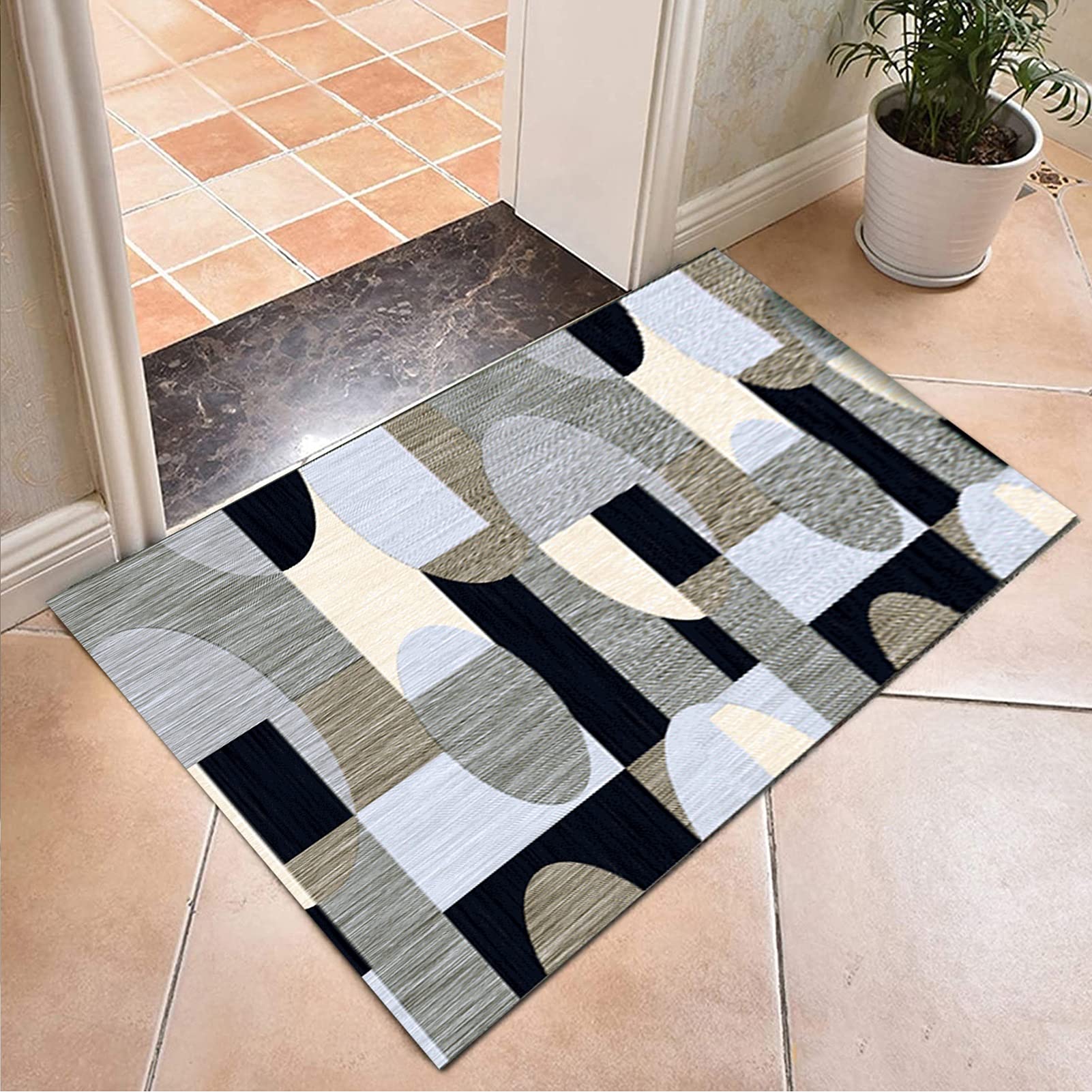 Geometryczny wąski dywanik do przedpokoju, szary dywanik do korytarza kuchennego, długi dywanik 100cm 1,5m 2m 250cm 300cm 4m 5m 6m Mata podłogowa (Size : 60x100cm)