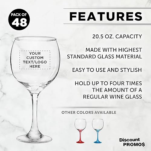 Miniatura 2 de Juego de 48 copas de vino personalizadas para boda Premiere de 20.5 onzas, paquete a granel personalizado, cristalería de restaurante, perfectas