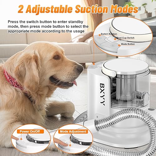 Miniatura 3 de Kit de aseo para perros y succión al vacío 99% pelo de mascotas, taza de polvo de 1.5L, aspiradora de pelo de perro, cortaúñas con 6 herramientas de