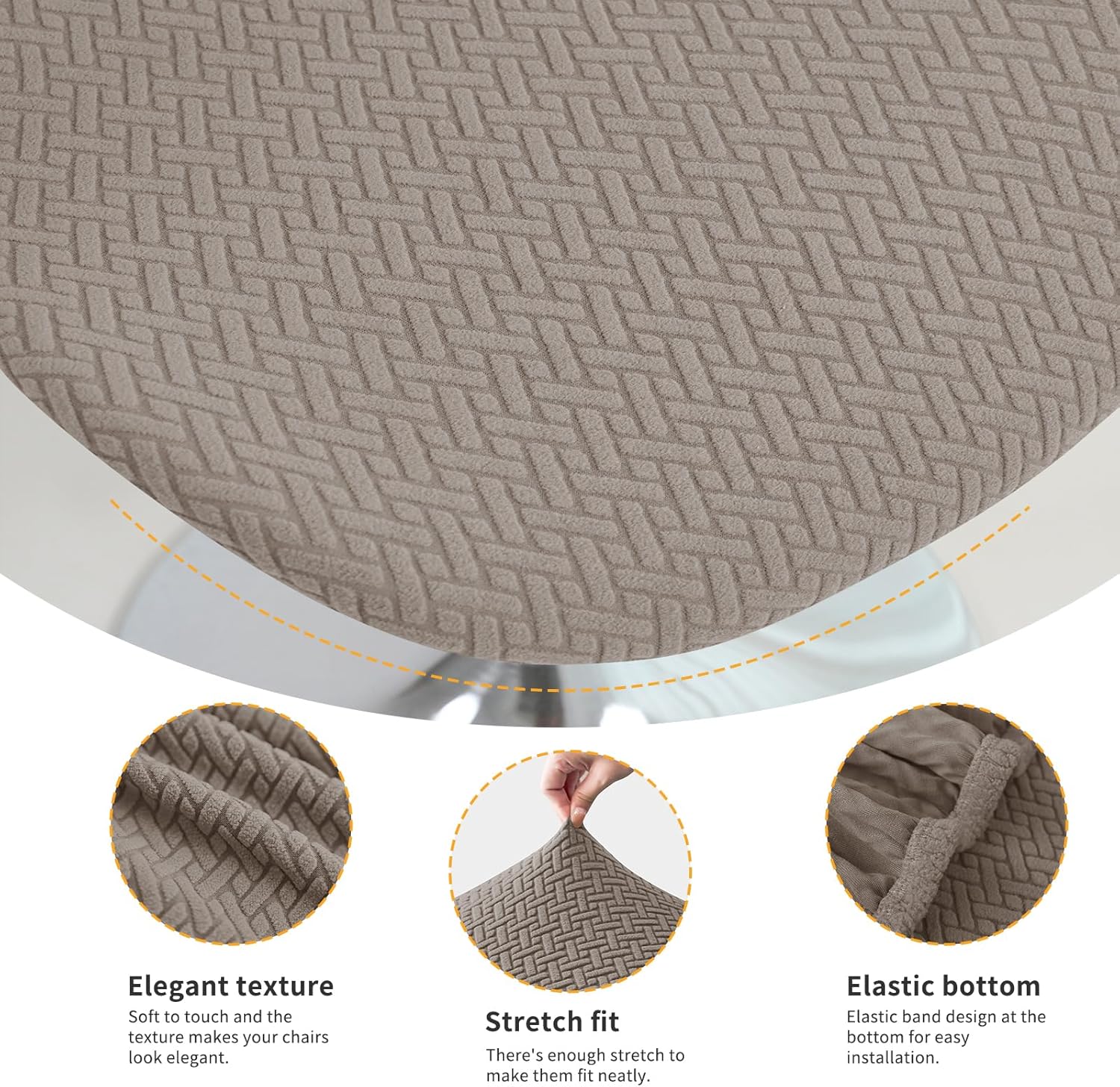 Gollense Bar Stool Covers with Backs, Set of 4 Stretch Jacquard Barstool Seat Covers, Washable Swivel Pub Counter Height Chair Slipcover Protector for Home Kitchen Cafe (T-Shaped Jacquard-Khaki)