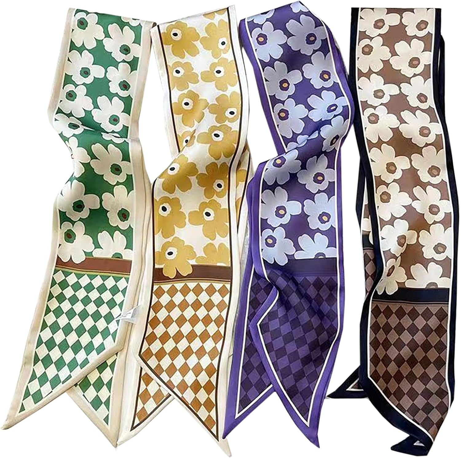 4 Pack Purse Scarf Handbags For Women,Boho Scarrves for Bag Hair Accessories Handle Fashion Lightweight