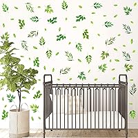 Vista 6 de Calcomanías de pared de hojas verdes, calcomanías de hojas de árbol para despegar y pegar, calcomanías de hojas de plantas botánicas, calcomanías