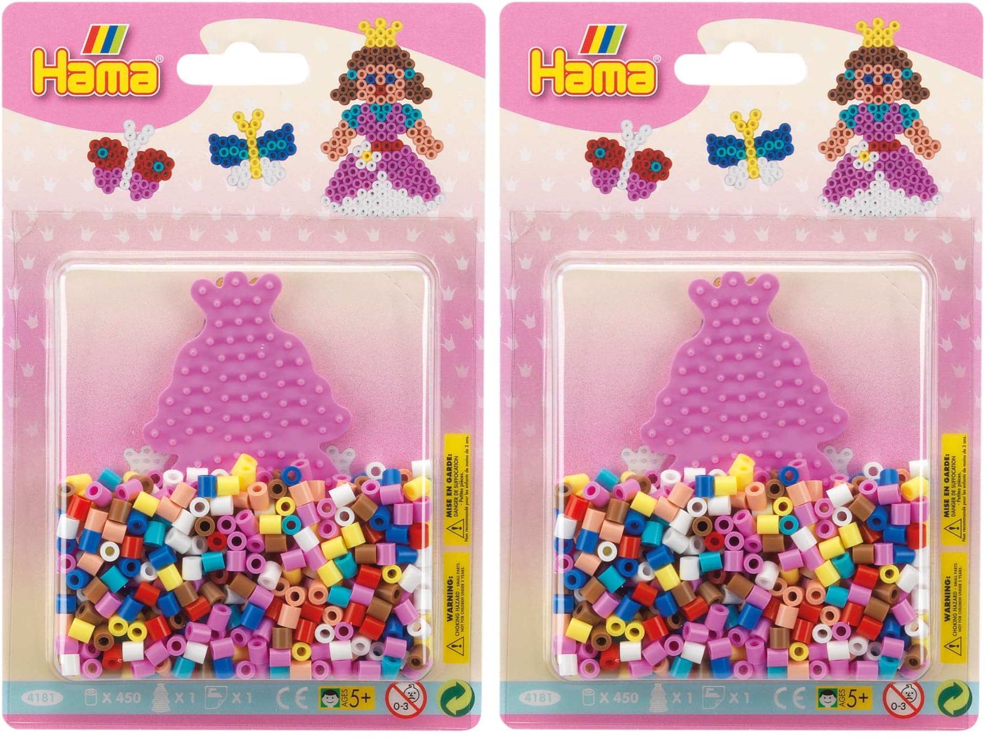 Hama Bügelperlen Starter Set Prinzessin 450 Stück Blister, bunt (Packung mit 2)