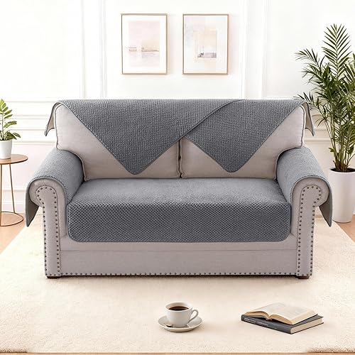 Miniatura 7 de H.VERSAILTEX Funda de sofá impermeable de felpa para respaldo y apoyabrazos, mullida, suave, antideslizante, lavable, funda protectora para perros,