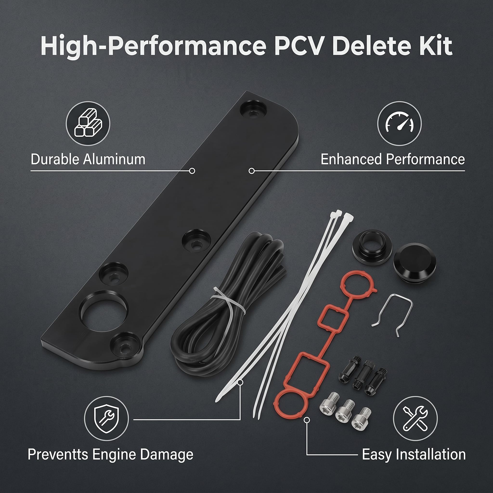 Tbest Kit de Suppression PCV Accessoire de Réparation de Dérivation en Alliage D'aluminium Haute Performance pour Moteurs TT TTS Rabbit 2.0T FSI Noir