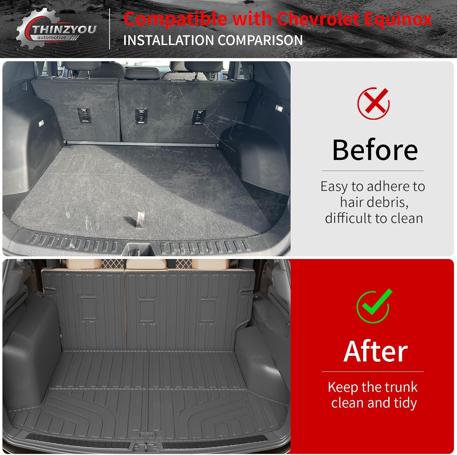 Floor Mats Compatible with 2025 2026 Chevrolet Equinox GMC Terrain No EV Trunk Mat Trunk Liner Cargo Liner Back Seat Cover Door Sill Protector Chevy Equinox Accessories (Floor Mats Full Set)