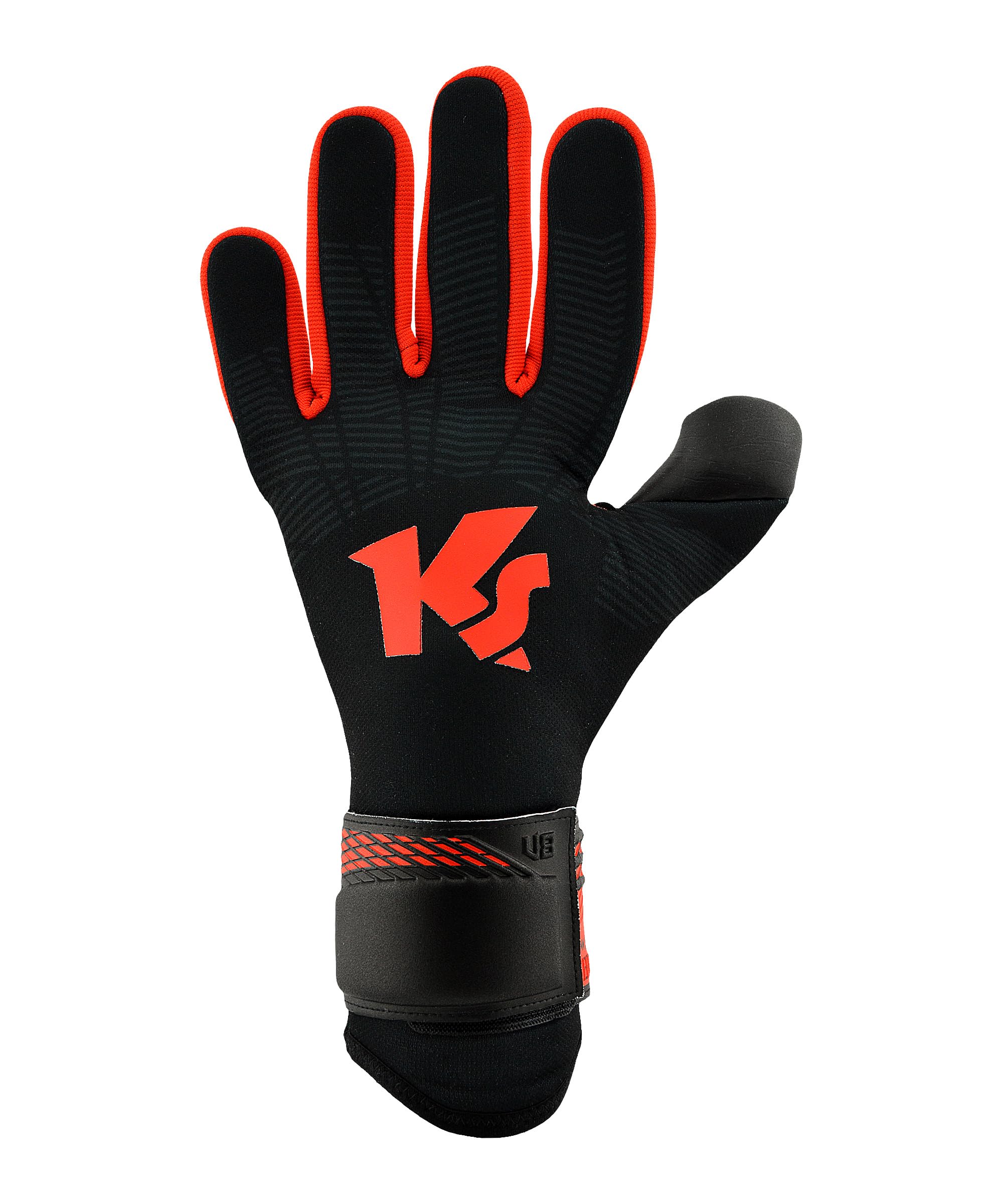 KEEPERsport Torwarthandschuhe Champ Prime NC, ohne Fingerschutz, Fußballhandschuhe Unisex, mit Lasche, 4mm Black Claw, Größe: 5-11