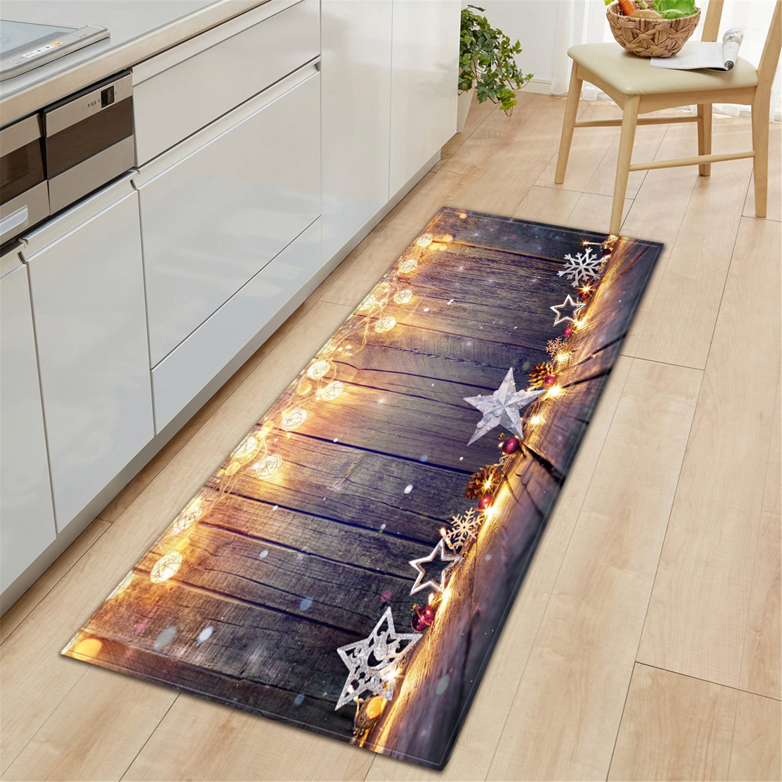 Tappeto Natalizio, Tappeto Cucina Natalizio Passatoia Cucina Antiscivolo E Lavabile Tappeto Passatoia per Corridoio Cucina Camera da Letto Tappeto D' Ingresso,8,60x180cm/24 x71