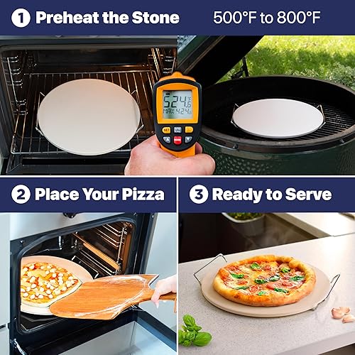 Miniatura 8 de KitchenStar Cortador de pizza con hoja basculante de 16 pulgadas + cáscara de pizza de madera de 16 pulgadas + piedra para pizza para horno