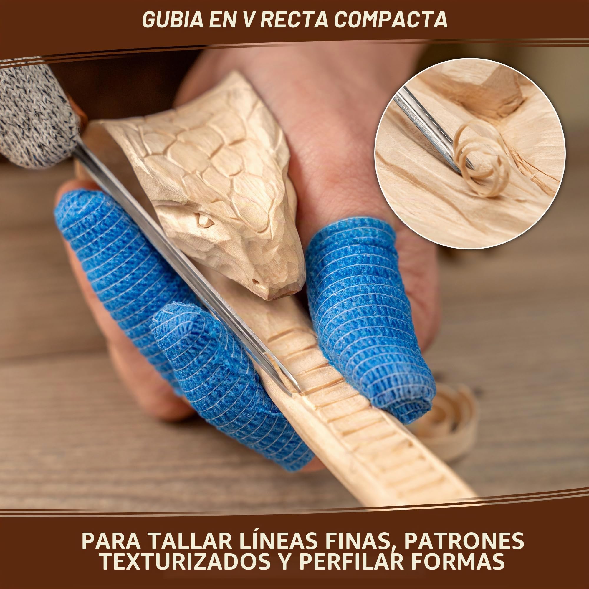BeaverCraft K12/02 Formón para Madera – Gubia para Tallar y Tallado en Relieve – Cincel de Mano Ergonómico para Carpintería – Herramienta Compacta para Principiantes y Profesionales
