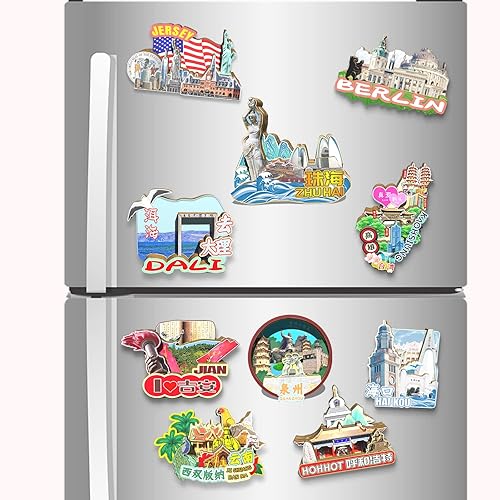 Miniatura 4 de China Zhuhai Guangdong Provincia imán imán nevera madera 3D monumentos viajes coleccionables recuerdos decoración hecho a mano-2