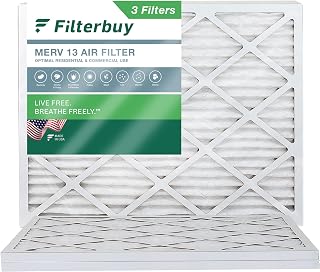 Filterbuy 18x20x1 Air Filter MERV 13 Optimal Defense (3-Pack), Pleated HVAC AC Furnace Air Filters Replacement (Actual Size: 17.50 x 19.50 x 0.75 Inches)