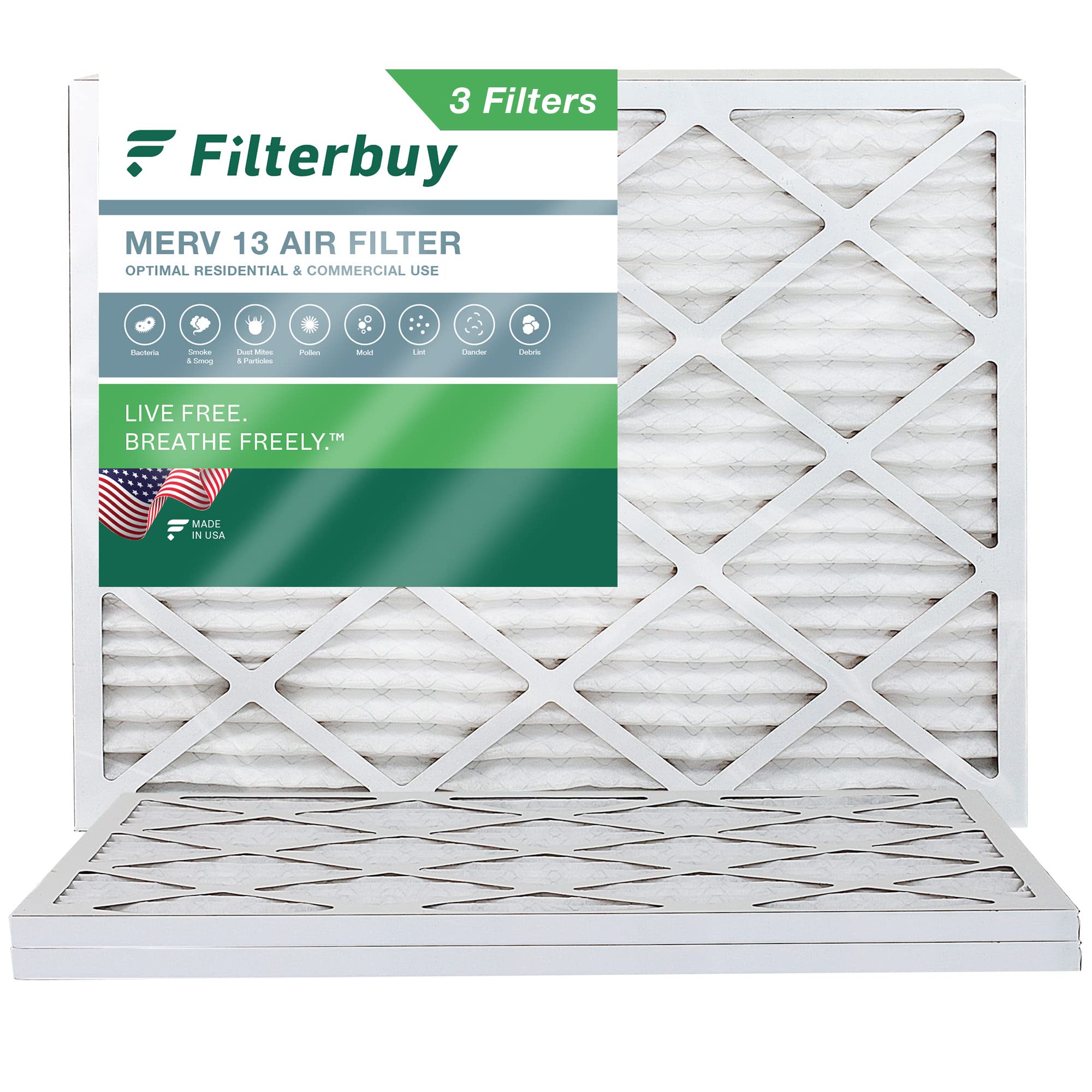 Filterbuy 16x21x1 Air Filter MERV 8 (3-Pack) - Pleated HVAC Furnace Filters, Actual Size 15.5x20.5x0.75 Inches - View #8
