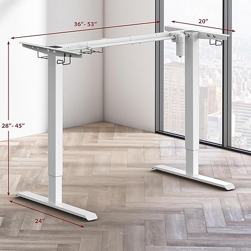 Miniatura 5 de SHW Estación de trabajo eléctrica con marco de escritorio  Escritorio ergonómico de altura ajustable para computadora para el hogar y la oficina