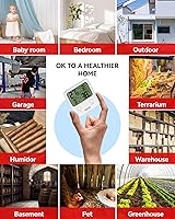 Vista 6 de BALDR Sensor digital de humedad y termómetro - Monitor de habitación interior, medidor inalámbrico de temperatura y humedad