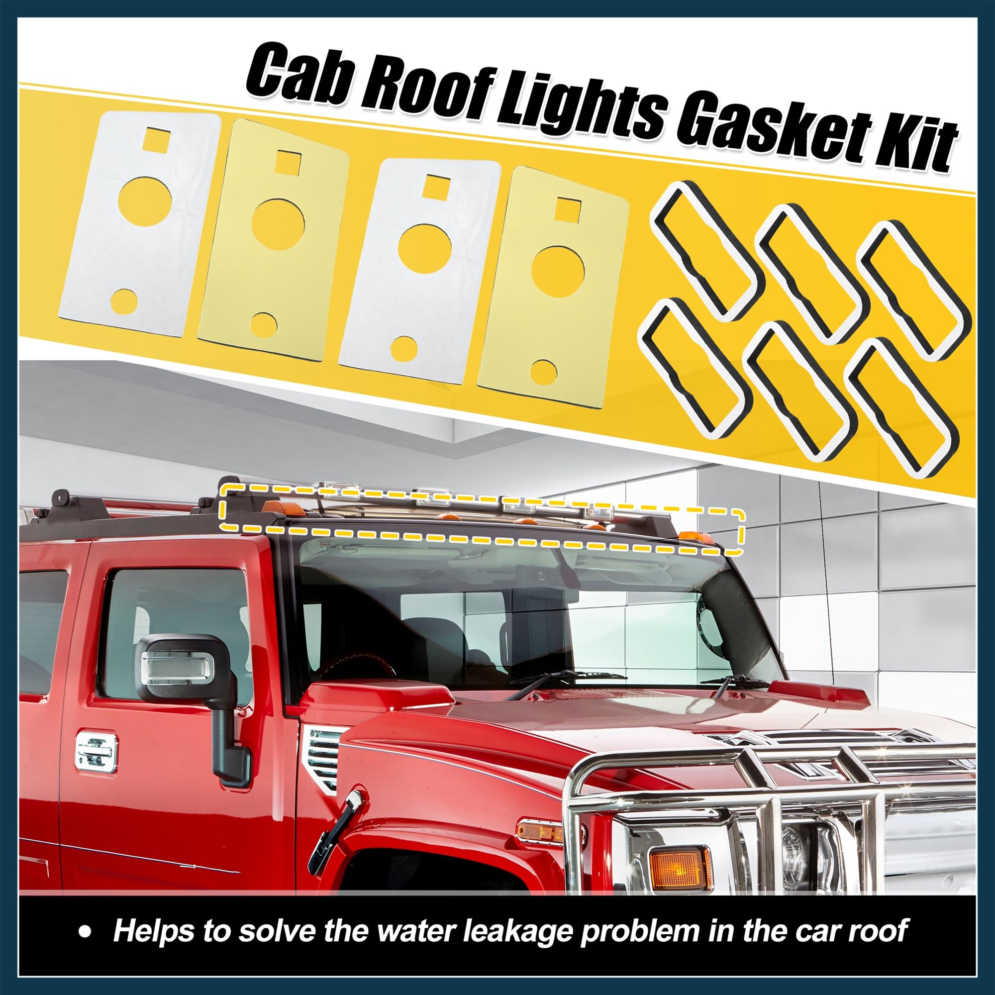 TUCKBOLD 1Set Roof Cab Marker Light Gasket Clearance Running Lights Seal Kit for Hummer Front Rear Cab Clearance Lights Running Lamp Waterproof Cushion Double Self-Adhesive Automotive Parts