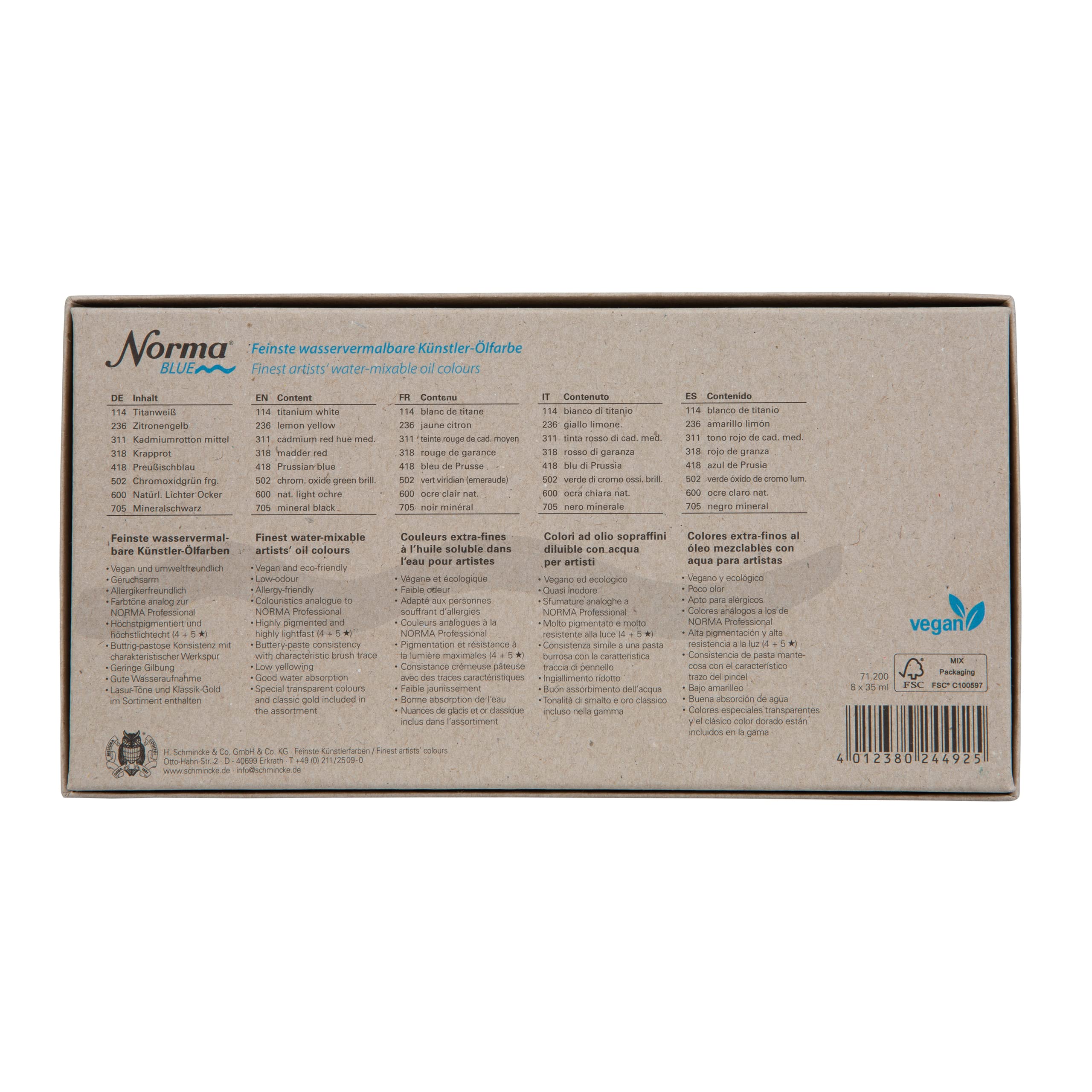 Schmincke Zestaw farb olejnych Norma Blue - 8 kolorów x 35 ml