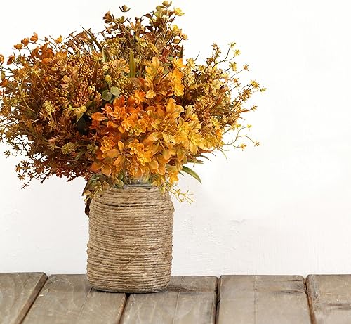 Miniatura 3 de YIBUKIY 6 paquetes de flores artificiales de otoño para mamás, plantas de otoño sintéticas que no se decoloran, vegetación falsa para interiores y