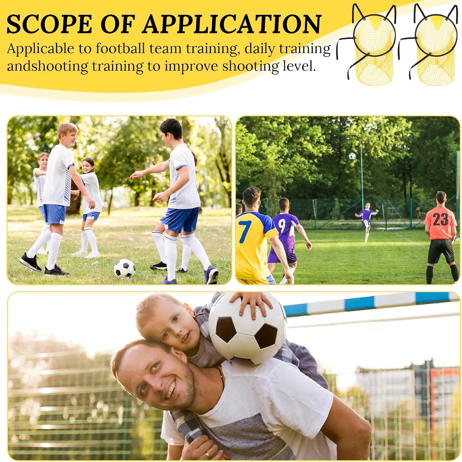 2 Pcs Soccer Targets for Goals Training, Top Bins Soccer Target Goal, Top Bins Equipment for Shooting Accuracy Improving | Durable Design - Extra-Long Straps with Carry Case