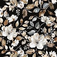 Wookmmy Vintage Black Floral Peel and Stick Wallpaper - Waterproof Removable Self-Adhesive Botanical Vinyl for Farmhouse Bathroom 17.7" x 124"