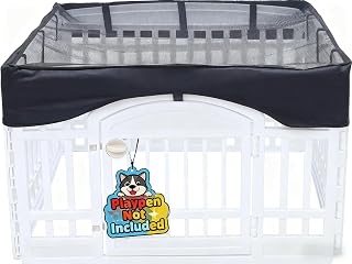 Dog Playpen Mesh Top Cover,[Playpen Not Included] Fits 36" Inch Pet Playpen with 4 Panels，Dog Cage Covers Puppy Playpen Cover,Indoor/Outdoor Use,Easy to fold for Portability,