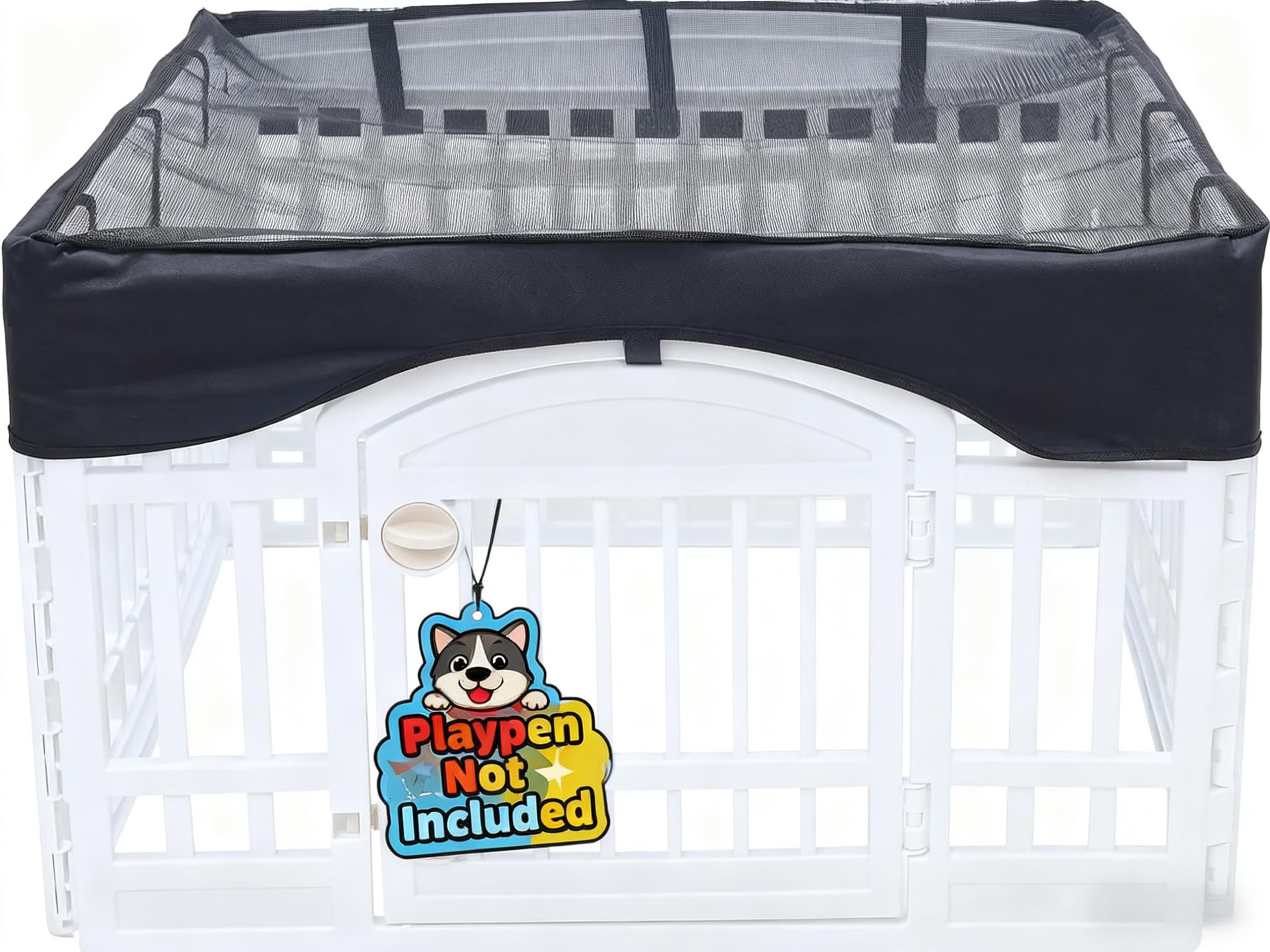 Photo 1 of Dog Playpen Mesh Top Cover,[Play Pen Not Included] Fits 36" Inch Pet Playpen with 4 Panels?Dog Cage Covers Puppy Play Pen Cover,Indoor/Outdoor Use,Easy to fold for Portability
