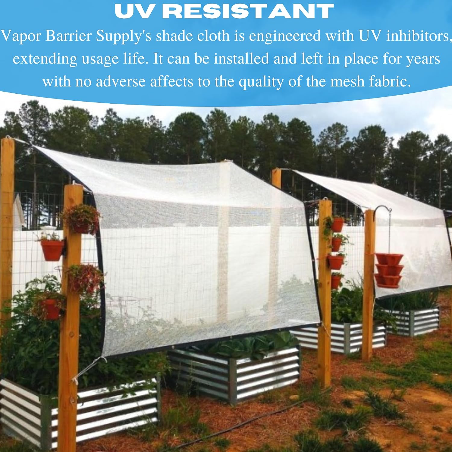 VBS - White Shade Cloth - 50% - Mesh Fabric for Fence Privacy Screen, Garden Shade, Mesh Fence Screening, Shade Cloth Rolls, Wind Screen, White Shade Cloth, White Shade Mesh (12' x 20'), Green