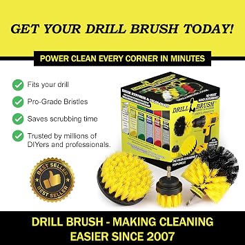 Drillbrush Drill Brush Attachment Set for Bathroom, Tile & Grout Cleaning