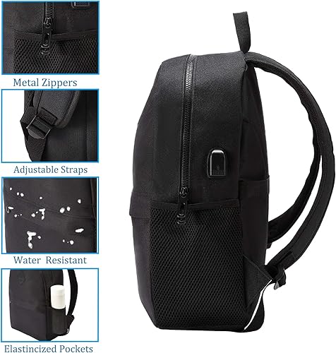 Miniatura 6 de SAGIV&SAHEN Mochila escolar para adolescentes, niñas, niños, clásica, básica, ligera, para adolescentes, mochilas casuales para laptop, Negro -,