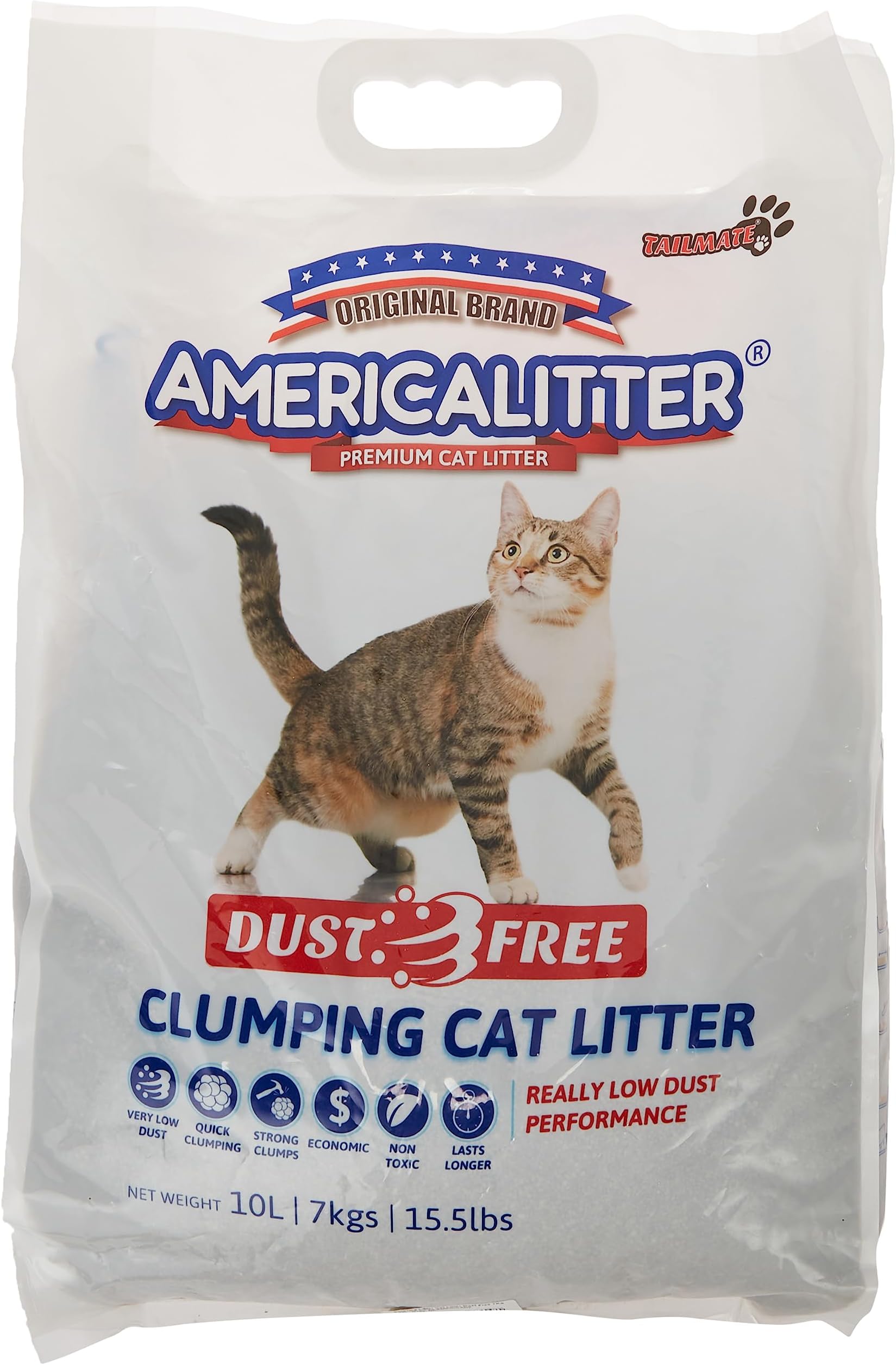 SunrayAmerica Litter Cat Litter Dust Free 7Kg / 10L, Grey, CLAMERICADF