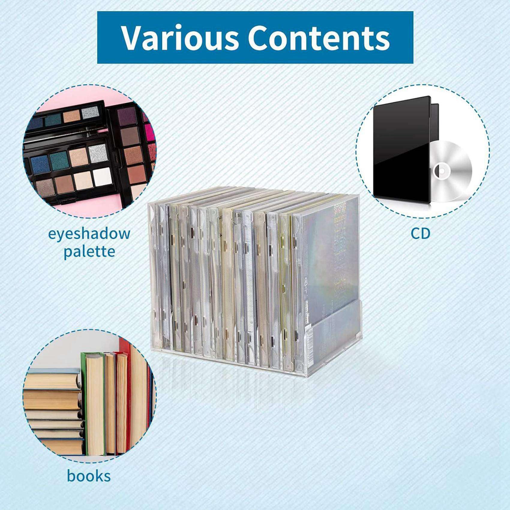Porta CD in Acrilico Trasparente da 12 Pezzi con Espositore per CD e Dvd Fissabile, Supporto per Organizer per Porta CD, Supporto per Vassoio CD