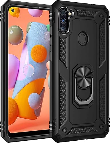 Miniatura 2 de Funda para Samsung A11, Galaxy A11, funda de grado militar resistente con protector de pantalla HD, anillo magnético atril para Samsung Galaxy A11