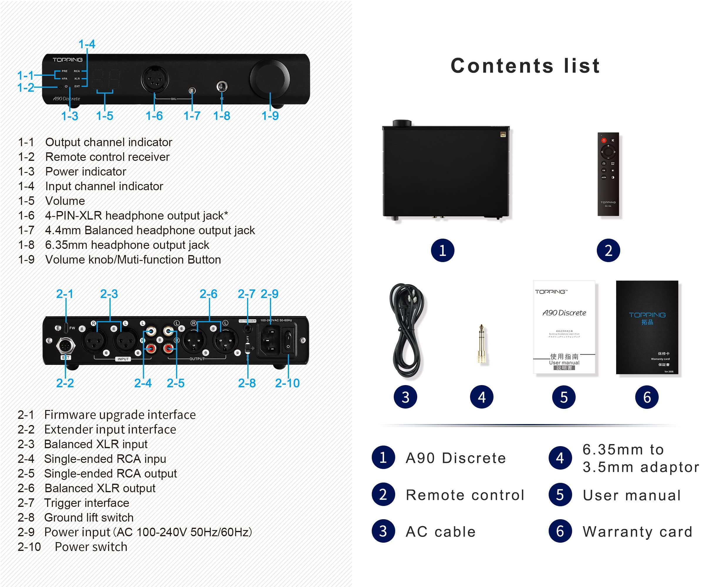 Auinshifiman Topping A90 Discrete Fully NFCA Balanced Headphone Amplifier 9800mWx2 HiFi 2 Gain 4Pin XLR/4.4MM Balanced/6.35MM SE Out Desktop Headphone Amp Preamp with Remote Control (Silver)