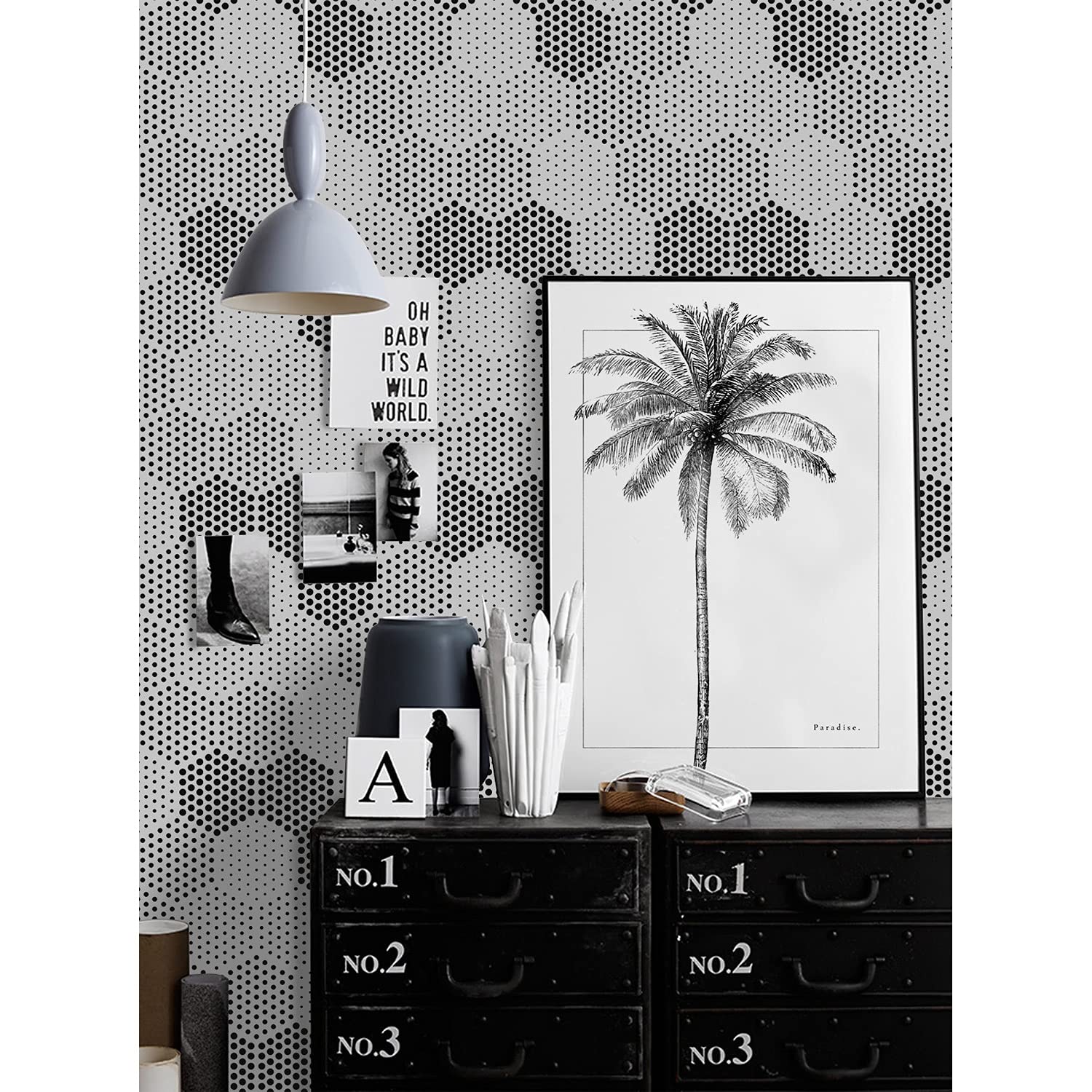 Papier peint auto-adhésif illusion hexagone pour décoration chambre et meuble