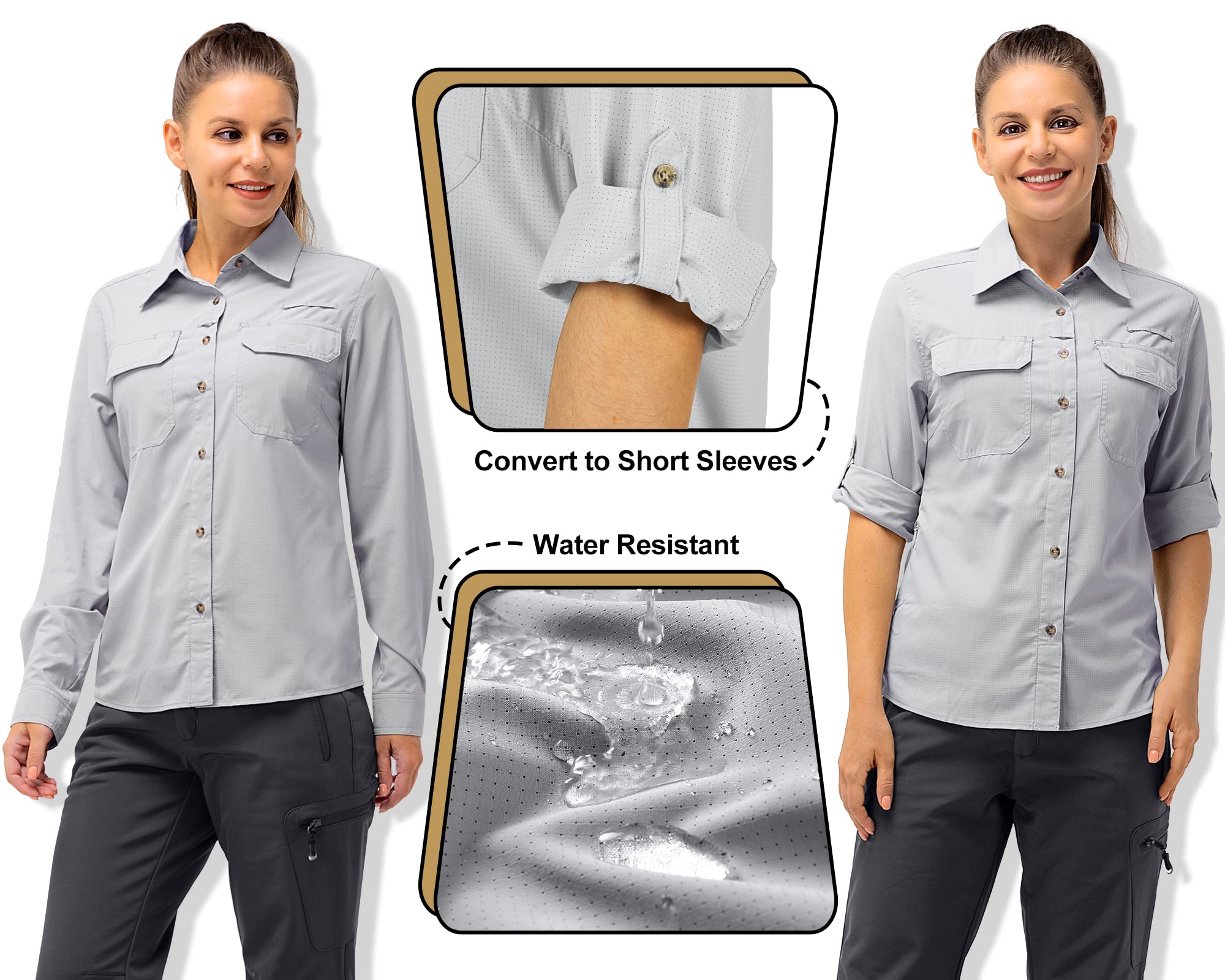 33,000ft Camisa de manga larga para mujer, con protección solar UPF 50, secado rápido, para exteriores, pesca, senderismo, safari, viajes, etc