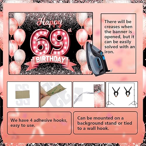 Vista 282 de Happy 21st Birthday Rose Gold Banner Backdrop Cheers to 21 Years Old Confetti Balloons Theme Decor Decorations for Women 21 Years Old Pink Birthday