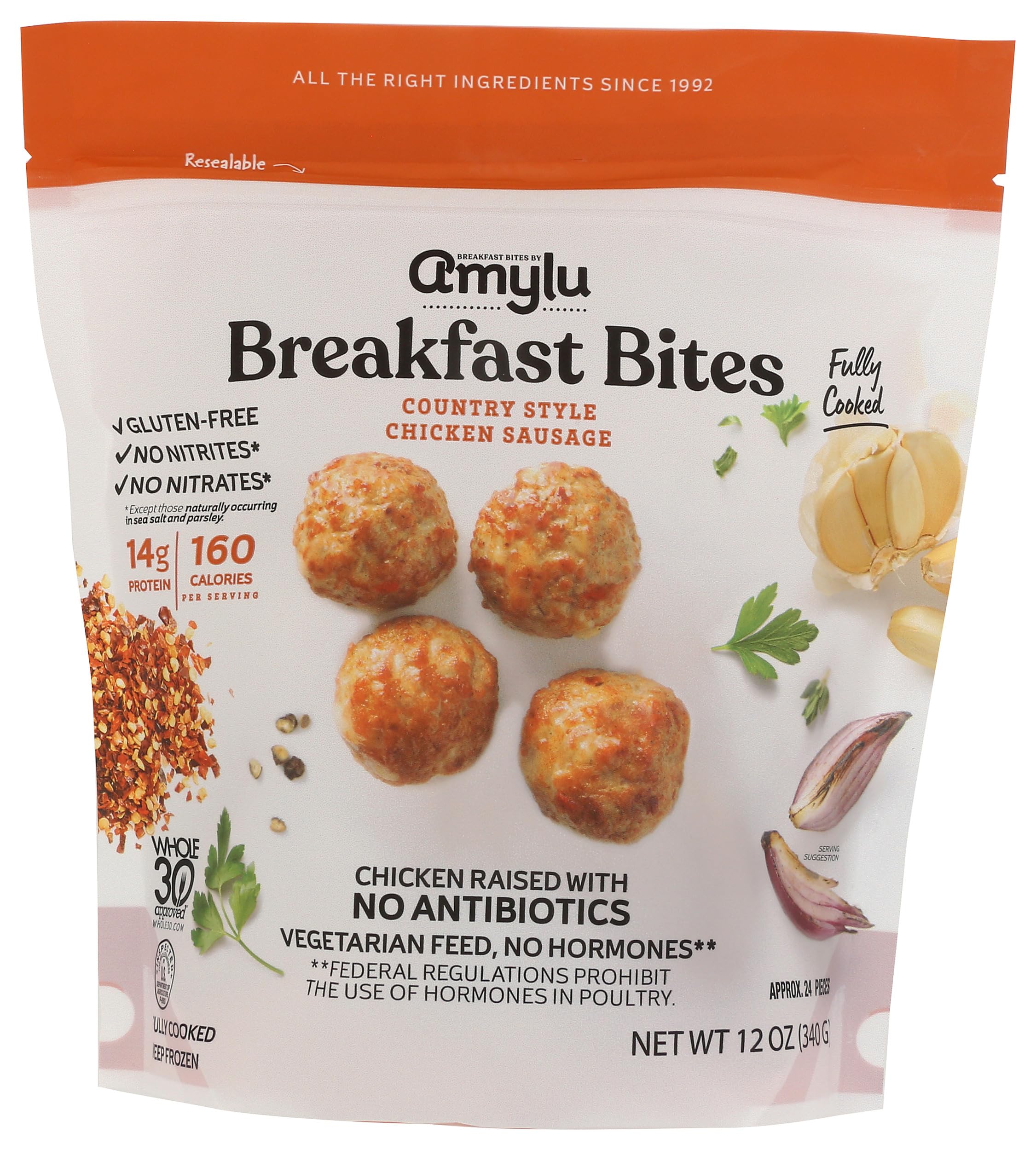 Amylu Country Style Chicken Sausage Breakfast Bites, 12 Oz