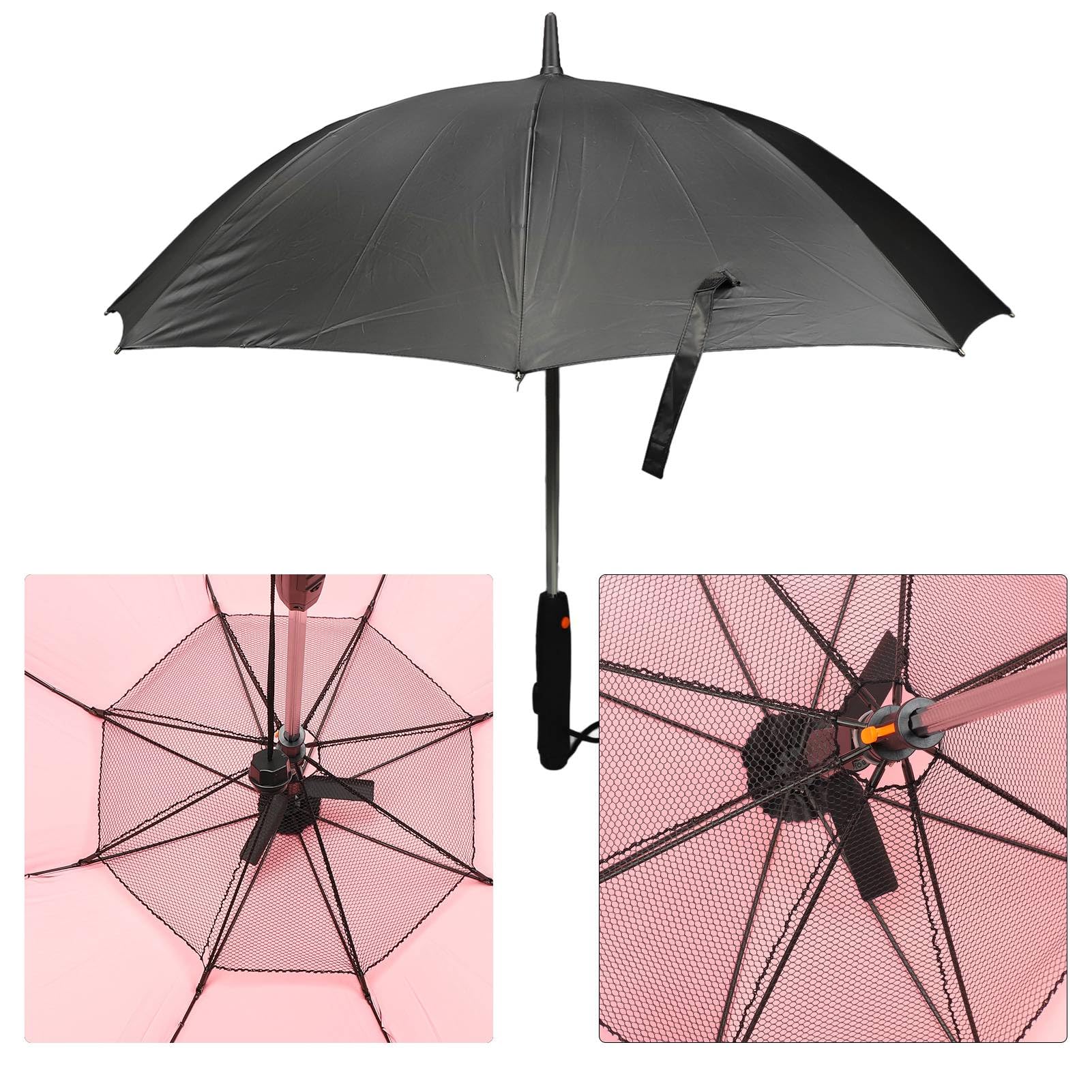 Yctze Przenośny parasol blokujący S 7,6 cm z wentylatorem i opryskiwaczem na lato na zewnątrz, 8 żeber, wentylator zaparowania, kontrola - idealny na plażę, patio i do ogrodu