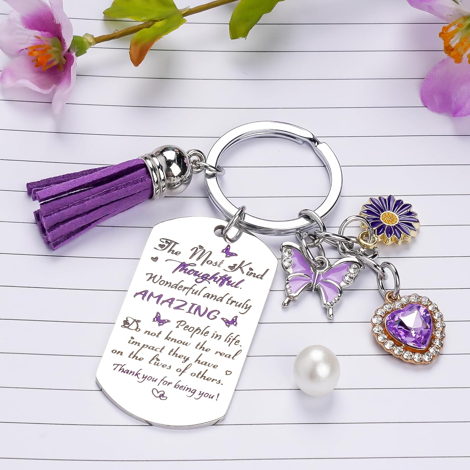 Best Friend Birthday Gifts for Women - Inspirational Friendship Keychain Purple Butterfly Charm Gift for Female Friends, Long Distance Graduation Going Away Thank You Themed Keyring for Bestie - Image 5