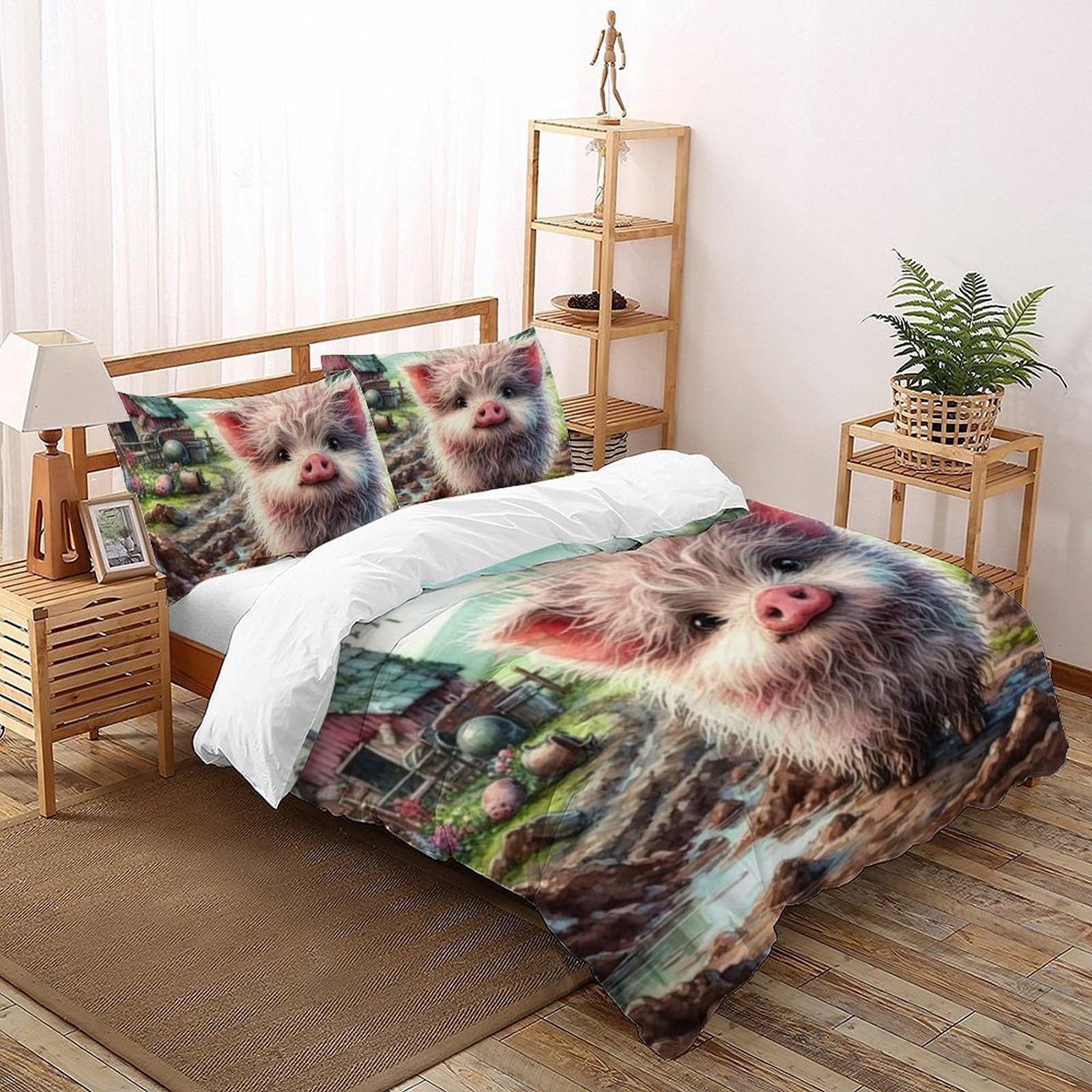 Housse de couette cochon 200x200cm idée cadeau enfant