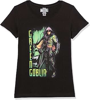 goblin Tシャツ　ブラック　L Amazon.com: Marvel Girl's Green Goblin T-Shirt, Black, Large