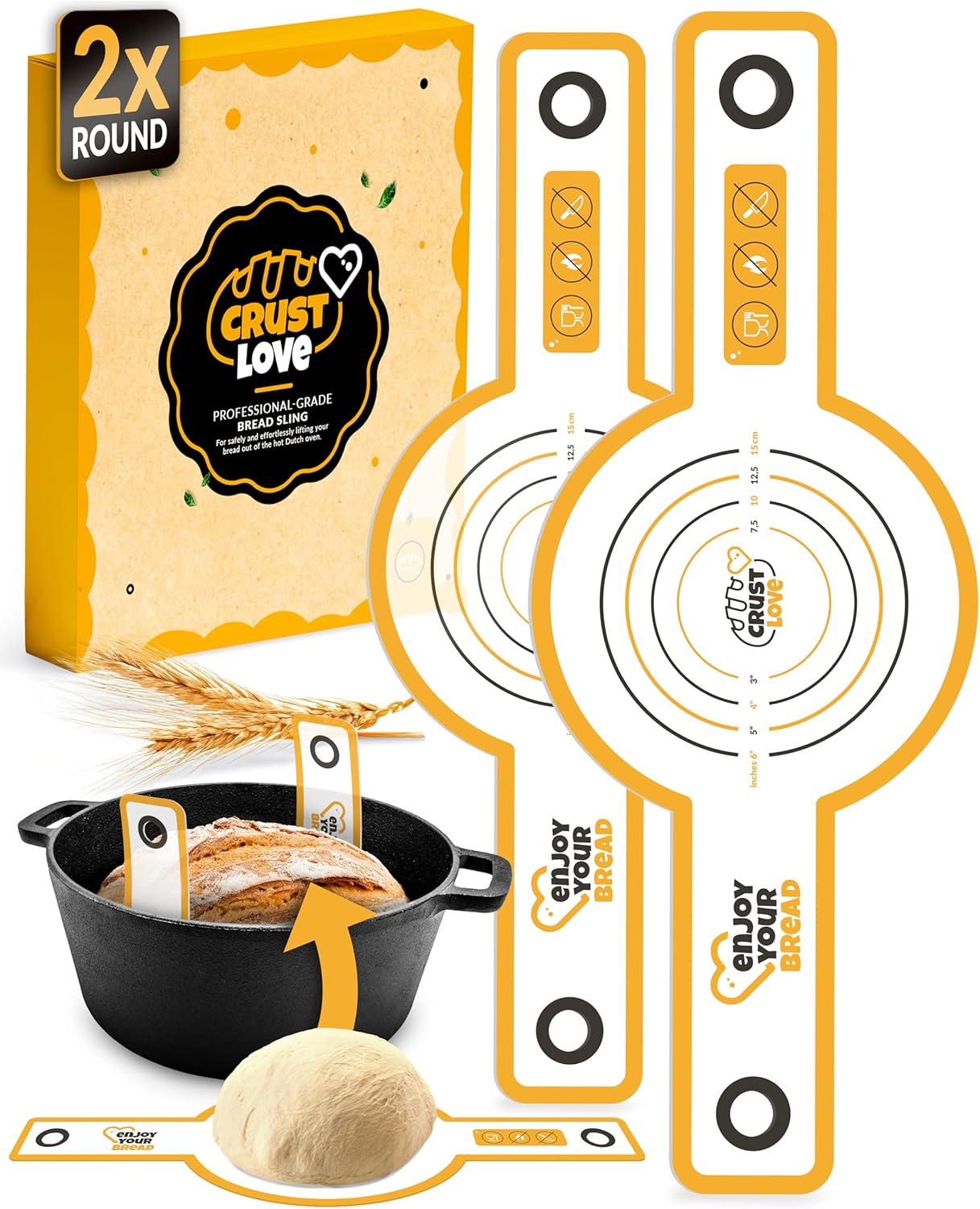 2 PCS Sourdough Silicone Bread Sling Round – Non-Stick Sourdough Sling & Baking Mat, Reusable & Easy to Clean, Heat Resistant to 480°F, Dough Mat for Artisan Bread Baking Supplies