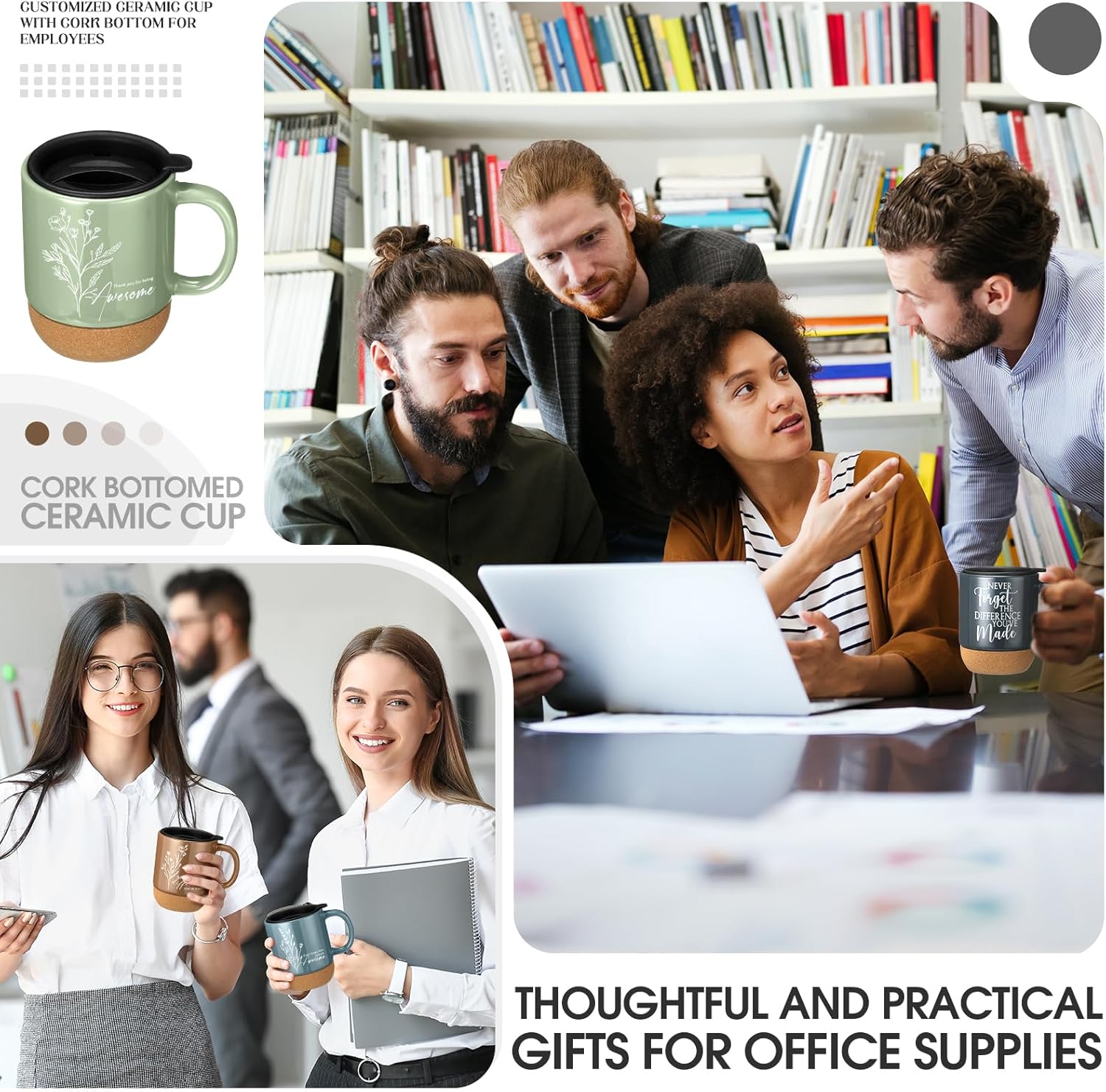 10 Pcs Employee Appreciation Gift Bulk Non-slip Cork Bottom Coffee Mug 13.5 oz Ceramic Tumbler Inspirational Mug Thank You Gifts for Social Worker Teacher Volunteer Nurse Staff(Appreciation) - Image 7
