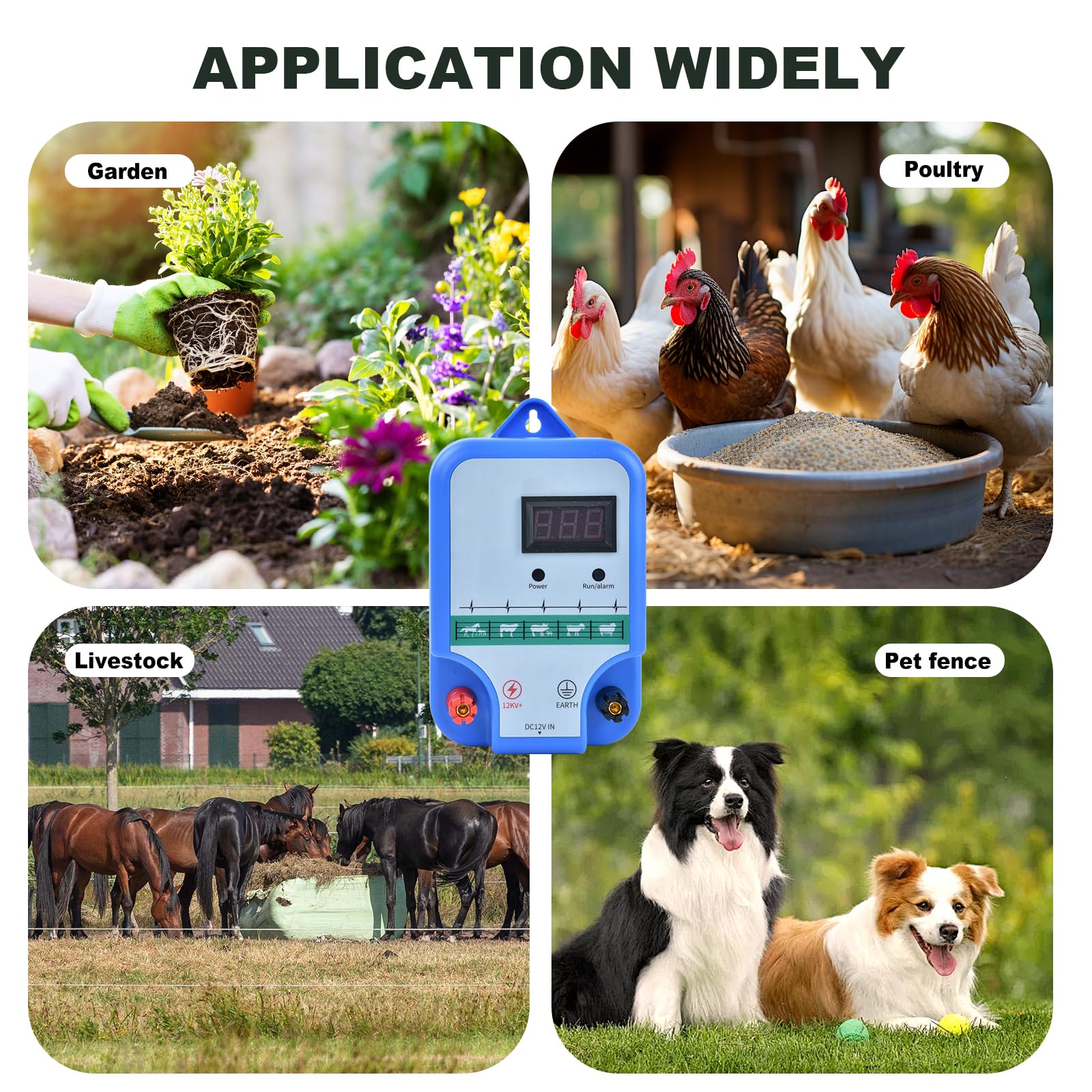 15KM Recinzione elettrica per animali con 200MT PER Recinti elettrici ,2J elettrificatore per recinto elettrico,recinti elettrici per Galline Pecore maiali Volpi,Per azienda agricola pascolo giardino