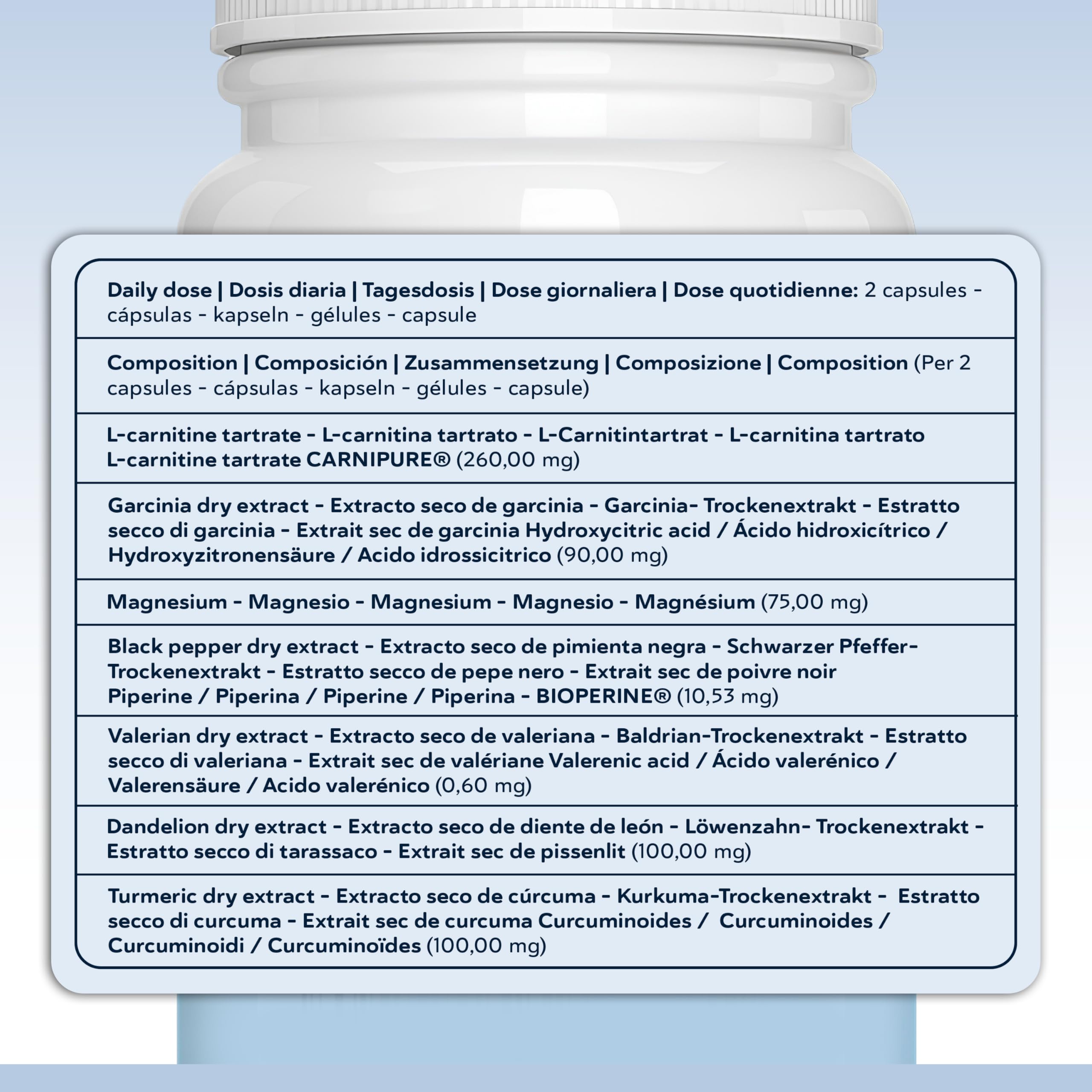 QSTA LEAN – Formula Notturna Senza Caffeina con Carnitina, Garcinia, Bioperine, Curcuma, Valeriana, Magnesio e Tarassaco – Nutrienti per Metabolismo e Benessere – Adatto ai Vegani