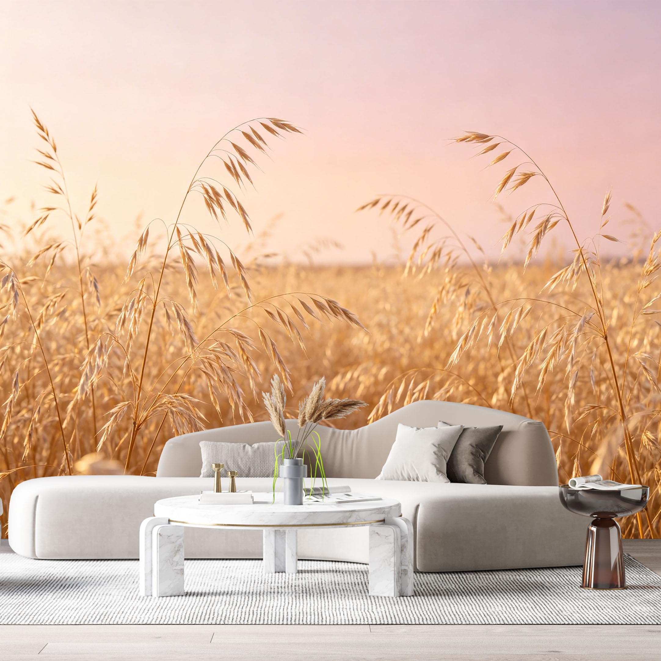 Custom Size Wall Murals Golden Field Landscape Botanical Sunrise Wheat SelfAdhesive Wall Fabric Removable Large Wallpaper for Photo Living Room