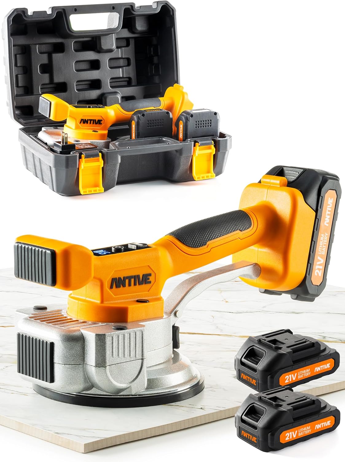 Tile Vibration Tool with 21V Batteries included – 110 lb. Strong Tile Suction Cup Tool for Leveling Marble, Ceramic, Paver & Concrete (Tile Vibration (Single Tool))