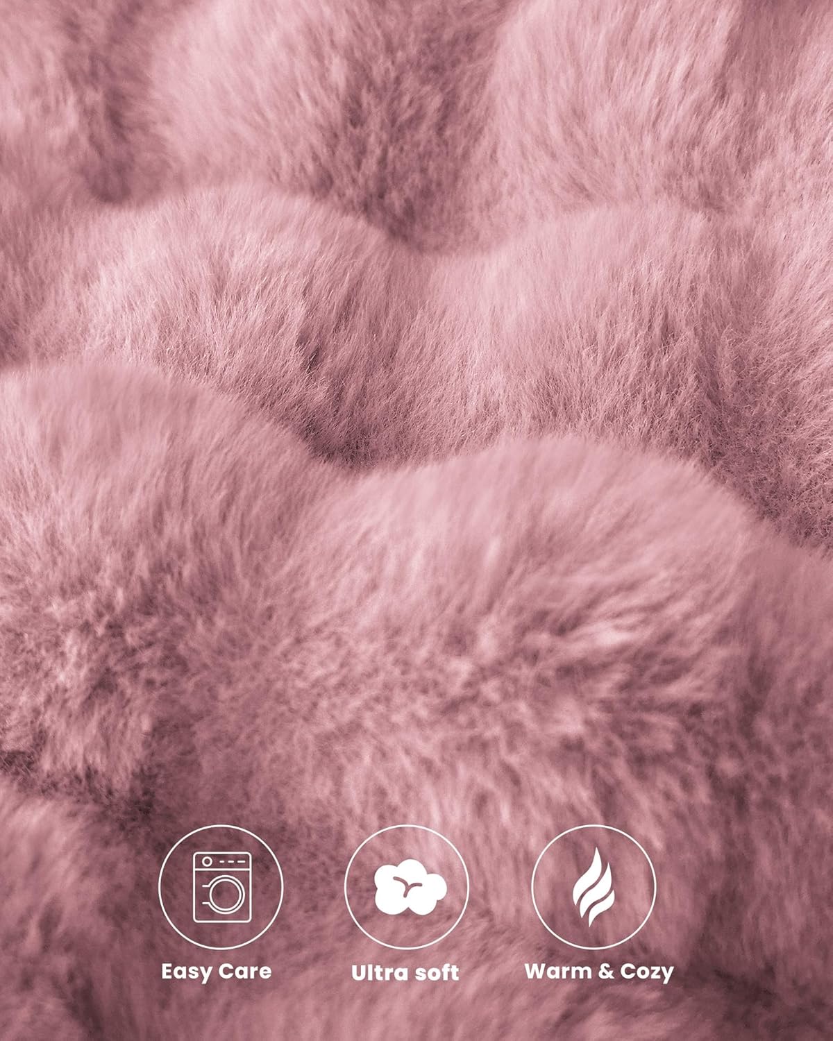 Ultra Soft Cozy Faux Fur Throw Blanket, Fuzzy Plush Thick Bubble Blanket, Oversize Luxury Fluffy Blanket for Couch, Sofa, Bedroom, and Living Room,50x60 Inches,Pink - Image 5